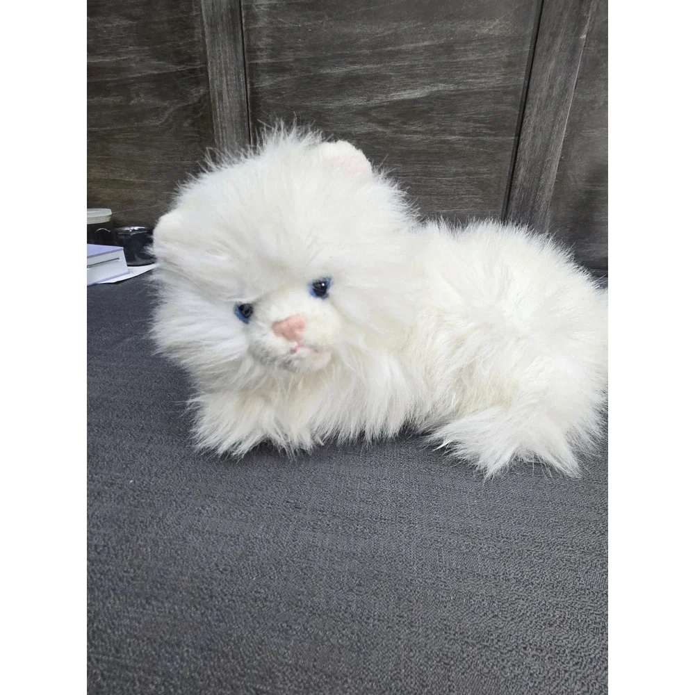 A&A Plush White Persian Cat Kitten Stuffed Animal Long Hair Blue Eyes